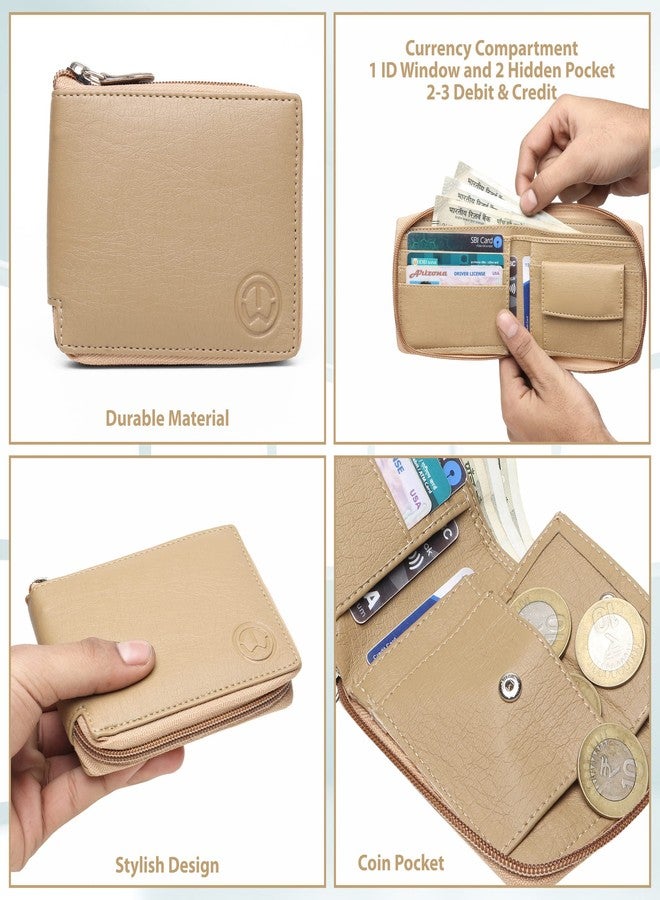 TnW Womens Girls PU Leather Multipurpose Zip Wallet Card Holder Purse Clutch (Beige) - Image 3